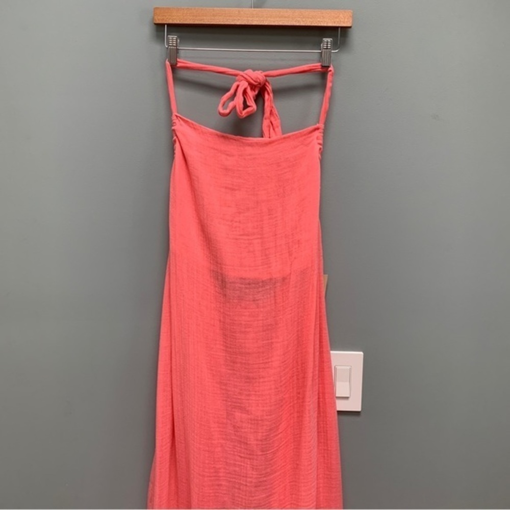 Cali Dreaming Pink Cotton Gauze Maxi Apron Dress Cover up Medium